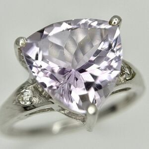 Sterling Silver Trillion Amethyst & Topaz Ring 8.5